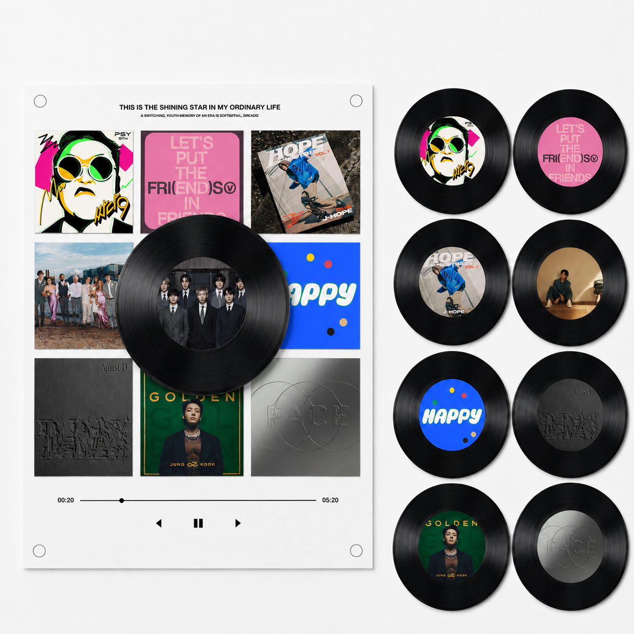 PREVENTA - REPRODUCTOR DE DISCOS MINI MAGNET BTS "INDIVIDUALES"